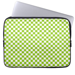 Miniaturbild des Karos in Kalkgrün und Weiß Laptopschutzhülle