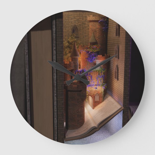 Miniaturbuch Diorama - Zauberburg Große Wanduhr (Vorderseite)