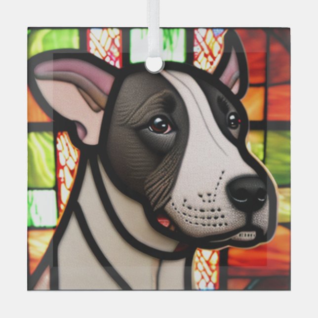 Miniaturbull-Terrier "Festes Glas" Ornament Aus Glas (Vorderseite)