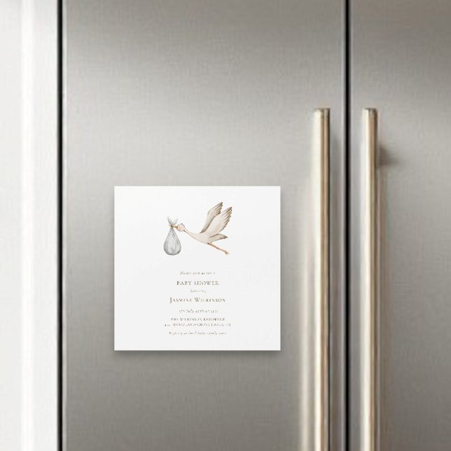 Miniaturdusche Wasserfarbenstorch Magneteinladung (magnetic baby shower invitatio byt willow spring studio)