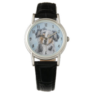 Miniature American Shepherd Malerei - Hundekunst Armbanduhr
