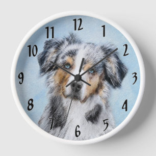 Miniature American Shepherd Malerei - Hundekunst Uhr