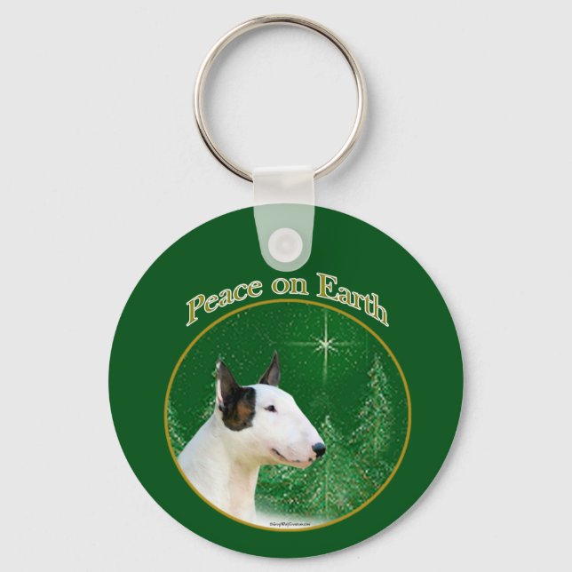 Miniature Bull Terrier Peace Schlüsselanhänger (Vorderseite)