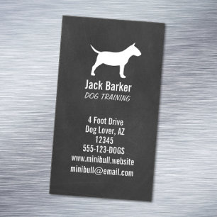 Miniature Bull Terrier Silhouette Chalkboard Stil Magnetische Visitenkarte