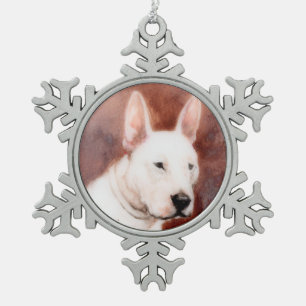 MINIATURE DOG PORTRAITS Bull Terrier Schneeflocken Zinn-Ornament