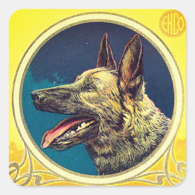 MINIATURE DOG PORTRAITS German Shepherd Quadratischer Aufkleber (Vorderseite)