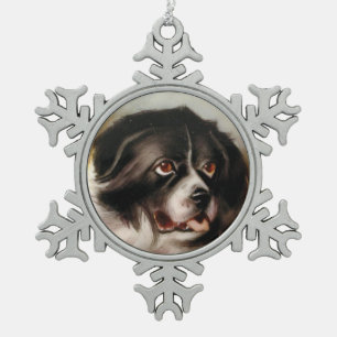 MINIATURE DOG PORTRAITS Neufundland Schneeflocken Zinn-Ornament