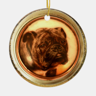 MINIATURE HUND PORTRAITS Bulldog Keramik Ornament
