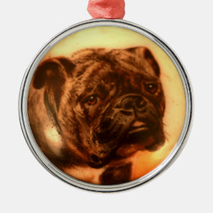 MINIATURE HUND PORTRAITS Bulldog Ornament Aus Metall