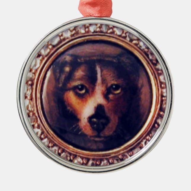 MINIATURE HUND PORTRAS Pincher Silbernes Ornament (Vorne)