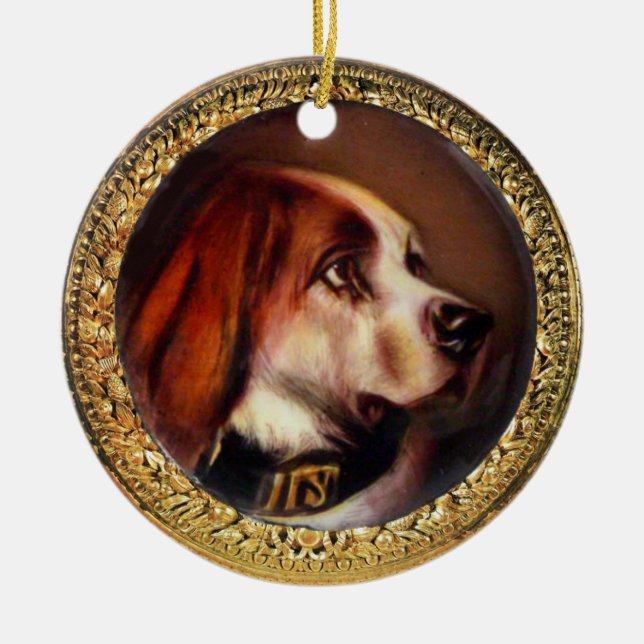 MINIATURE HUNDERPORTRAITS Bluthund Keramik Ornament (Vorne)