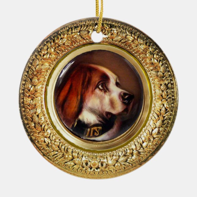 MINIATURE HUNDERPORTRAITS Bluthund Keramikornament (Vorne)