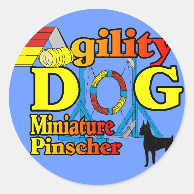Miniature_Pinscher_Agility Geschenke Runder Aufkleber (Vorderseite)