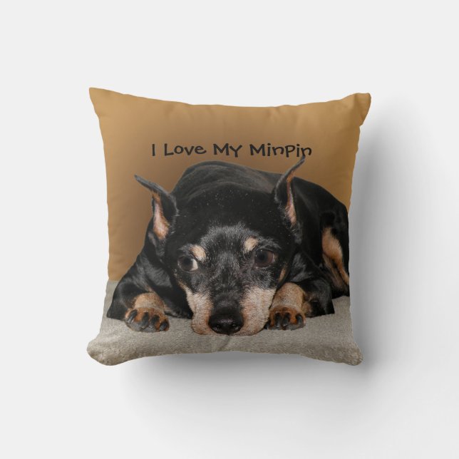 Miniature Pinscher aka Min Button Liebe Name Theme Kissen (Vorderseite)