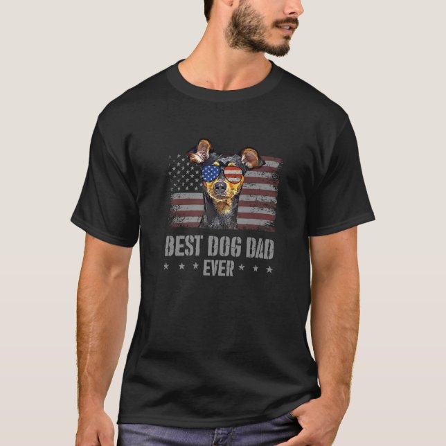 Miniature Pinscher Bester Hund Vater je Retro USA  T-Shirt (Vorderseite)