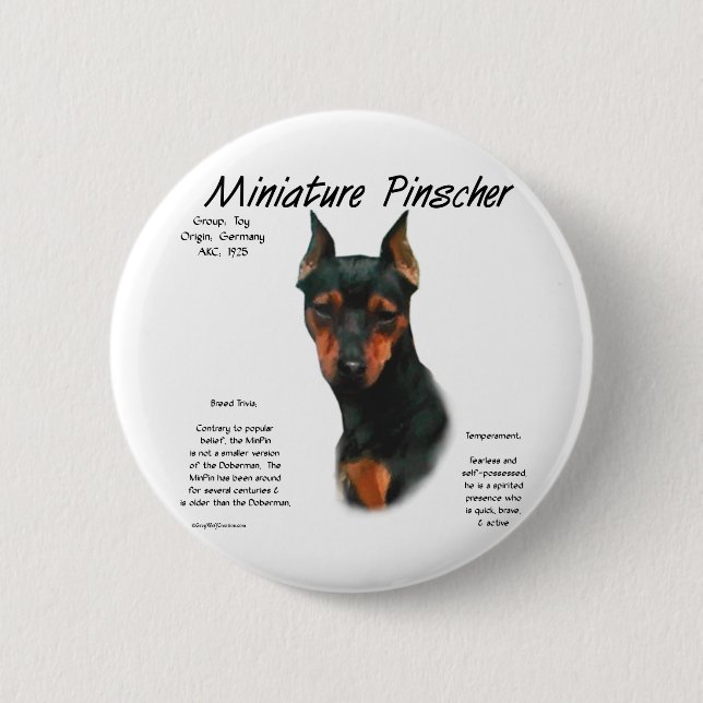 Miniature Pinscher (blk/rust) Historie Design Button (Vorderseite)