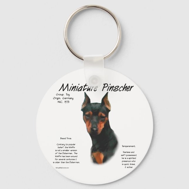 Miniature Pinscher (blk/rust) Historie Design Schlüsselanhänger (Vorderseite)