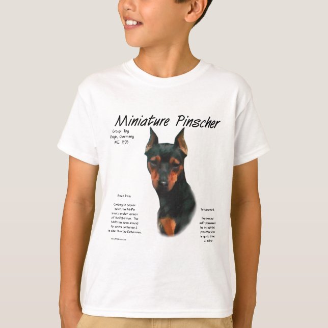 Miniature Pinscher (blk/rust) Historie Design T-Shirt (Vorderseite)
