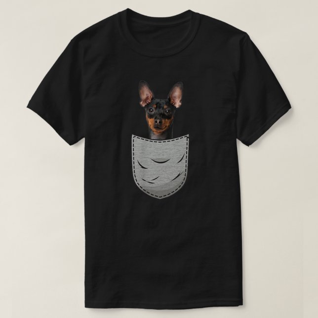 Miniature Pinscher Brust Pocket Minpin Min Button  T-Shirt (Design vorne)