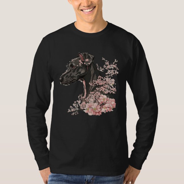 Miniature Pinscher Cherry Blossom Dog Breed Japane T-Shirt (Vorderseite)