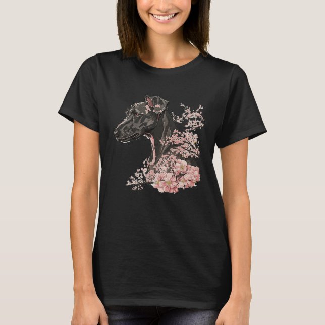 Miniature Pinscher Cherry Blossom Dog Breed Japane T-Shirt (Vorderseite)