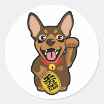 Miniature Pinscher Chocolate Min Button Dog Sticke