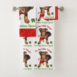 Miniature Pinscher Christmas Badhandtuch Set