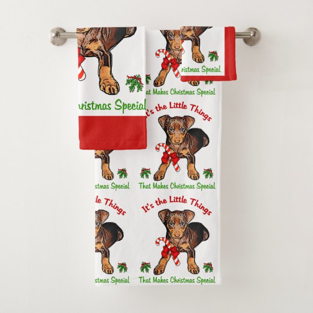 Miniature Pinscher Christmas Badhandtuch Set (Insitu)