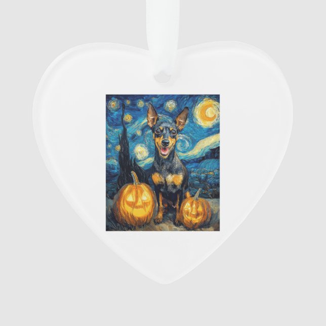 Miniature Pinscher Cute Dog Halloween Jack O Lante Ornament (Vorderseite)