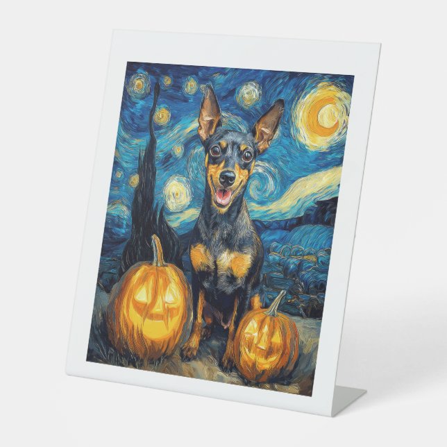 Miniature Pinscher Cute Dog Halloween Jack O Lante Sockelschild (Vorderseite)