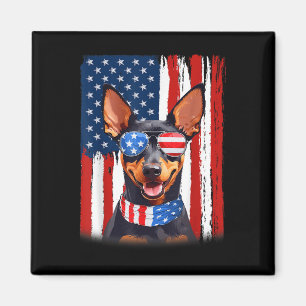 Miniature Pinscher Dog America Flag 4. Juli Uns Magnet