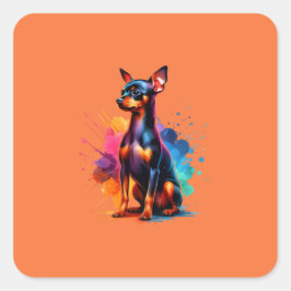 Miniature Pinscher Dog Quadratischer Aufkleber