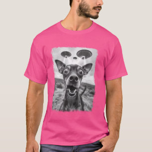 Miniature Pinscher Dog UFO Alien Extraterrestrial T-Shirt