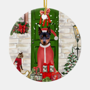 Miniature Pinscher Dog Weihnachten Keramik Ornament