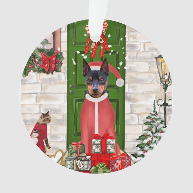 Miniature Pinscher Dog Weihnachten Ornament (Vorderseite)