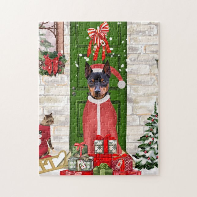 Miniature Pinscher Dog Weihnachten Puzzle (Vertikal)