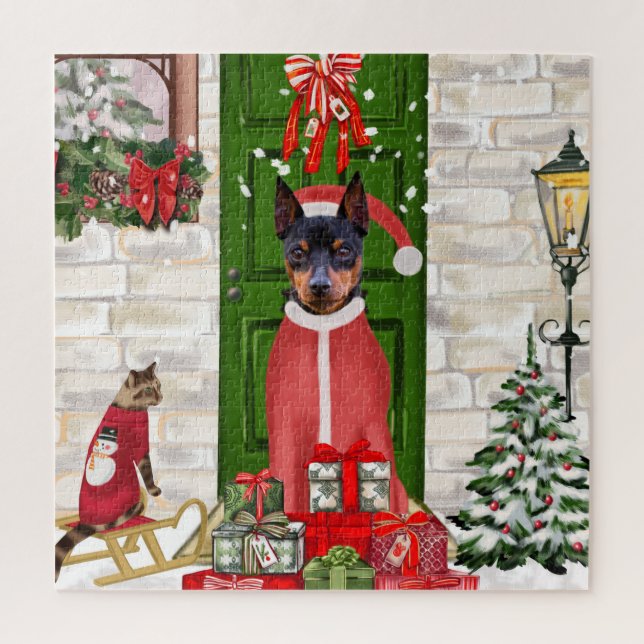 Miniature Pinscher Dog Weihnachten Puzzle (Vertikal)