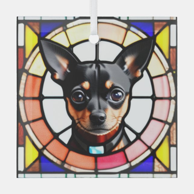 Miniature Pinscher "Festes Glas" Ornament Aus Glas (Vorderseite)