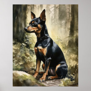 Miniature Pinscher Hund Art Print Poster
