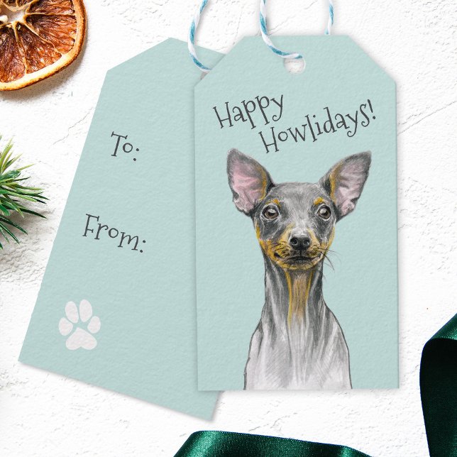 Miniature Pinscher Hund Happy Howlidays Niedliche  Geschenkanhänger (Von Creator hochgeladen)