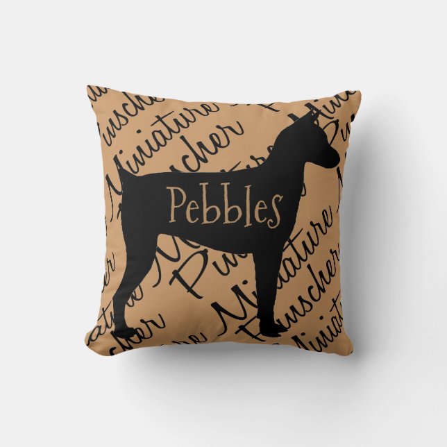 Miniature Pinscher Hund Silhouette Kissen (Vorderseite)