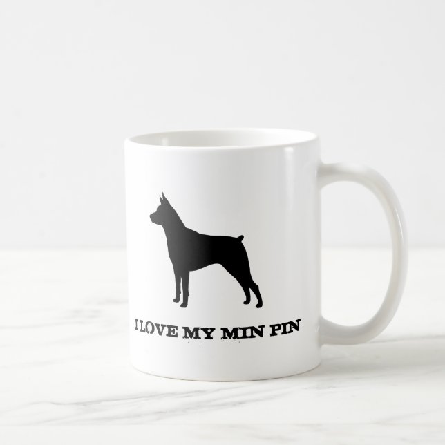 Miniature Pinscher Hund Silhouette MinPin Custom Tasse (Rechts)