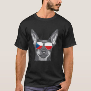 Miniature Pinscher Hund tschechische Flagge Sonnen T-Shirt