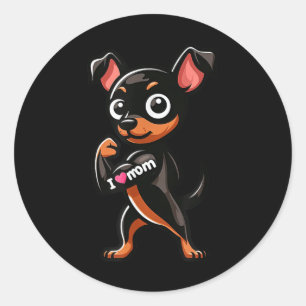 Miniature Pinscher I Liebe Mama Funny Dog Tattoo Runder Aufkleber