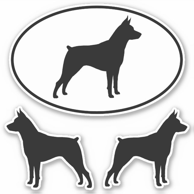 Miniature Pinscher MinPin Silhouetten Sticker Set (Vorderseite)