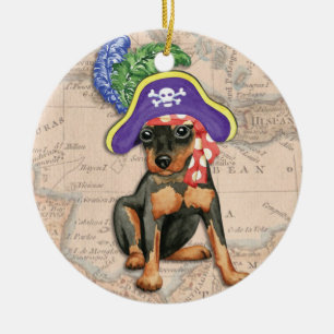 Miniature Pinscher Pirate Keramik Ornament