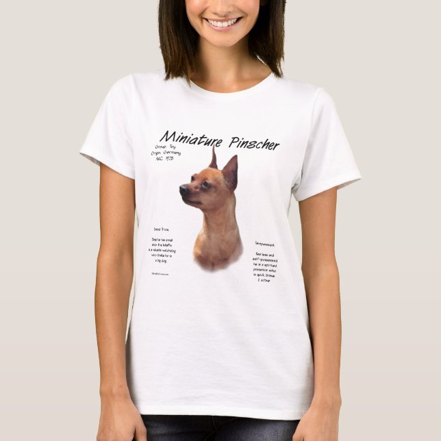 Miniature Pinscher (rot) Historie Design T-Shirt (Vorderseite)