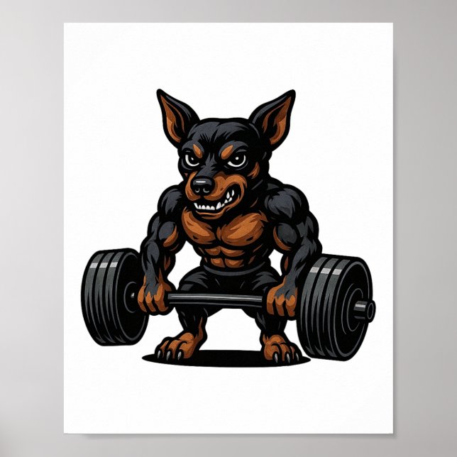 Miniature Pinscher Weightlifting Bodybuilder Worko Poster (Vorne)