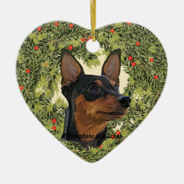 Miniature Pinscher Wreath Keramik Ornament