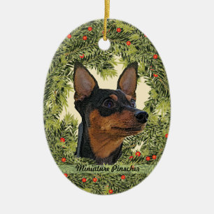 Miniature Pinscher Wreath Keramikornament